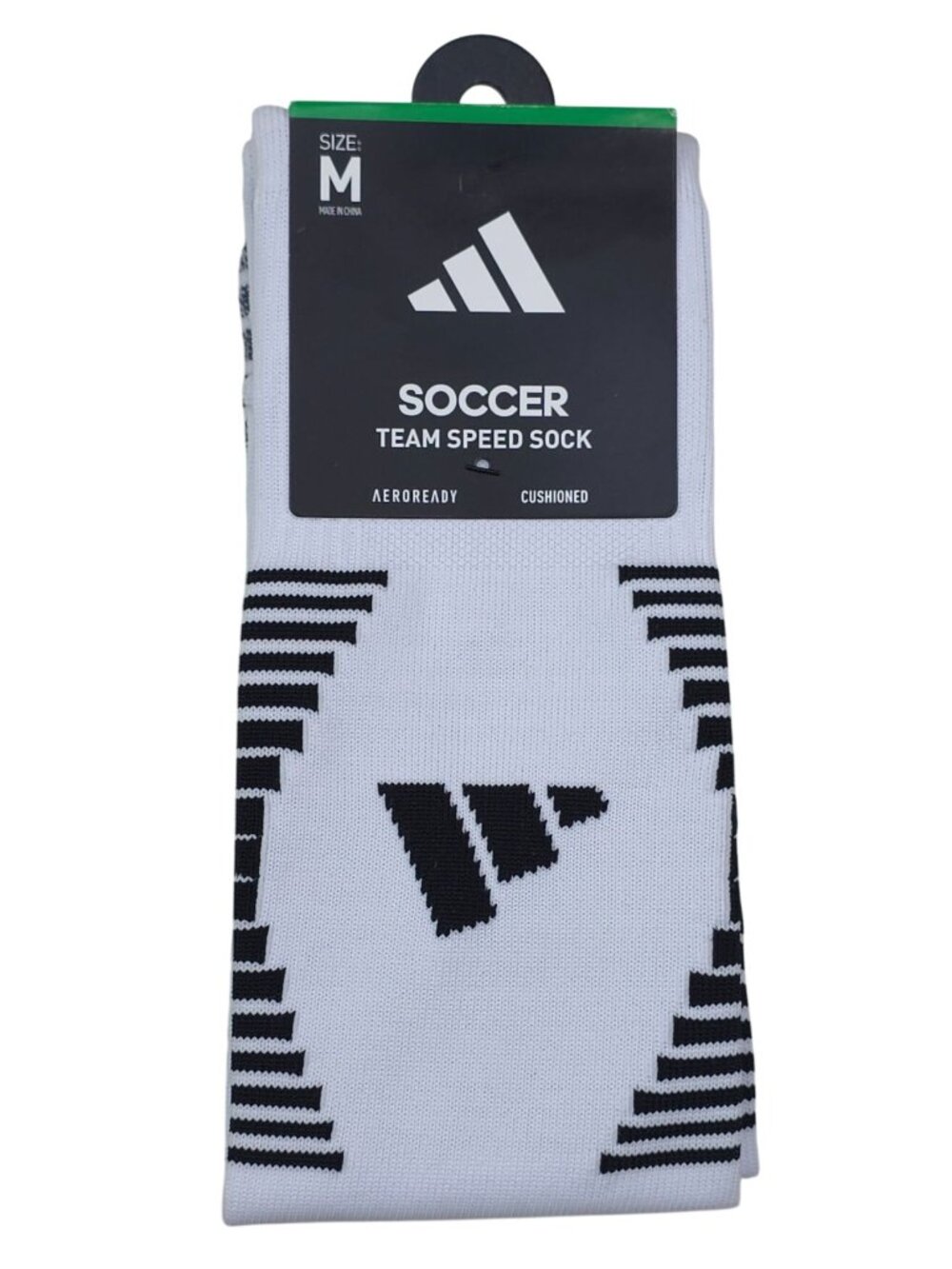 Adidas Team Speed Soccer Socks Medium White & Black Aeroready Recycled Content
